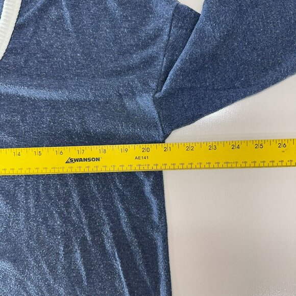 Michael Stars Long Sleeve Lightweight Sweater Size Small Blue with White Collar - Picture 8 of 10